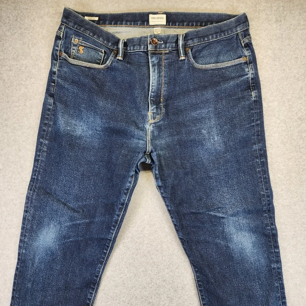 Todd Snyder Mens 38x27  Skinny Fit Jeans 5-Pocket Stretch Blue
